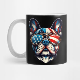 French Bulldog Patriotic Sunglasses American Flag 4th of July Mug